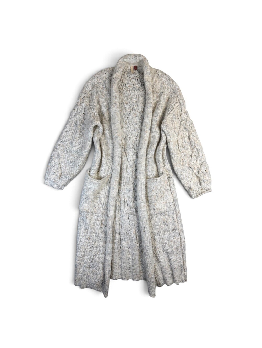 Anthropologie Pilcro Oversized Knit Wool Long Cardigan Cream XS S Cozy Boho